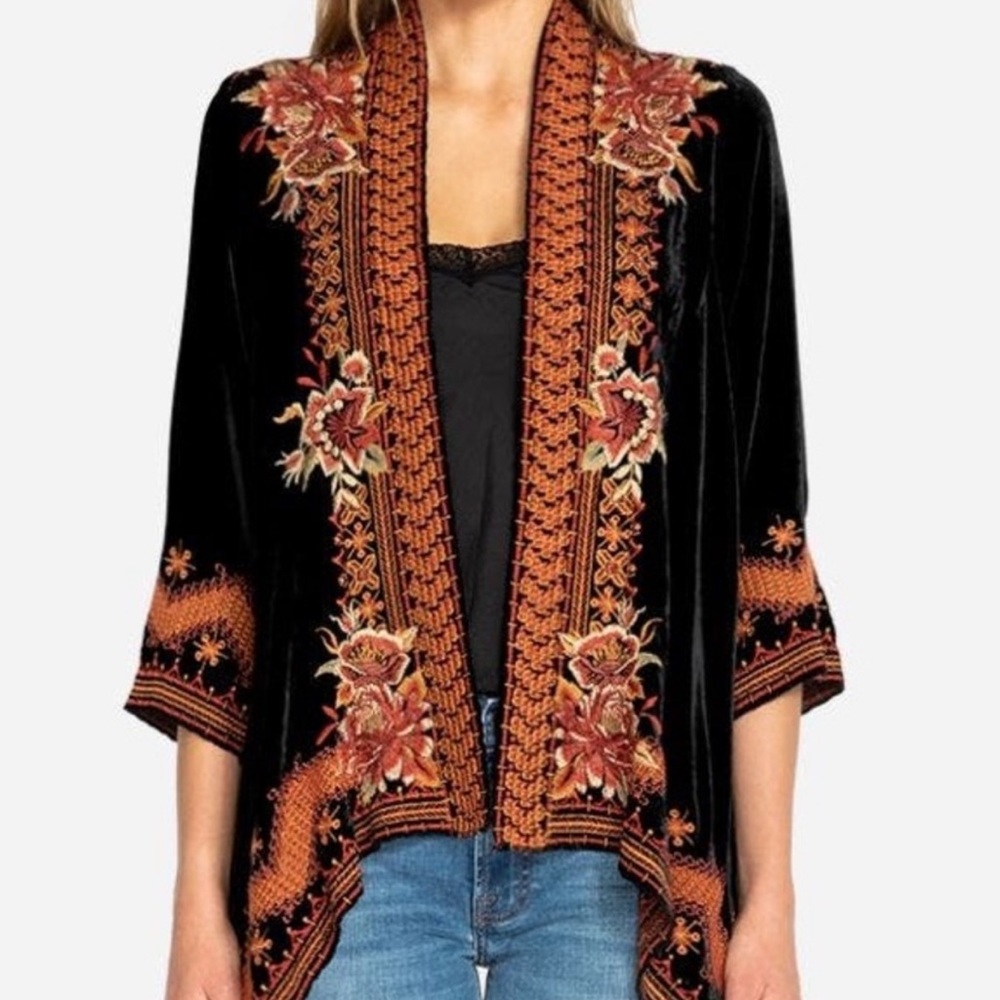 Johnny Was Elim Velvet Draped Cardigan size M